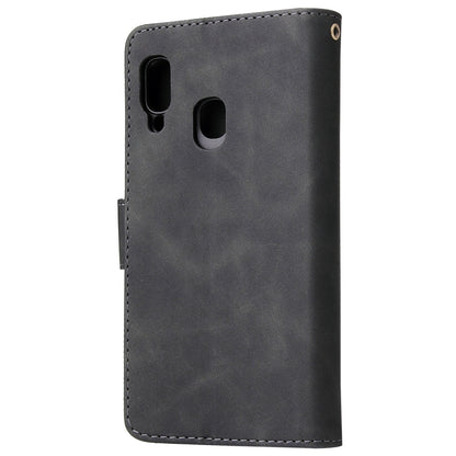 Multifunctional Retro Frosted Horizontal Flip Leather Case with Card Slot & Holder & Zipper Wallet & Photo Frame & Lanyard, Compatible with Samsung Galaxy A20e