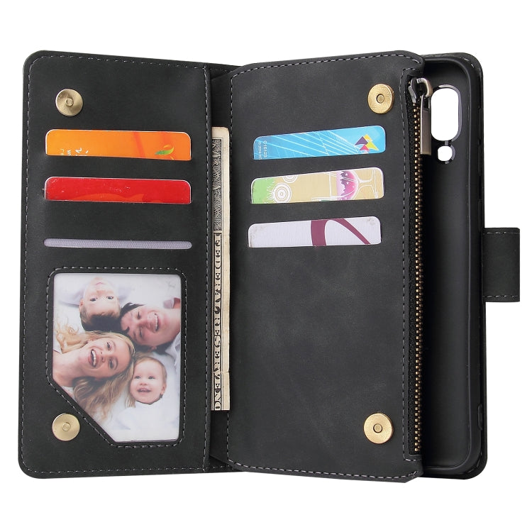 Multifunctional Retro Frosted Horizontal Flip Leather Case with Card Slot & Holder & Zipper Wallet & Photo Frame & Lanyard, Compatible with Samsung Galaxy A20e