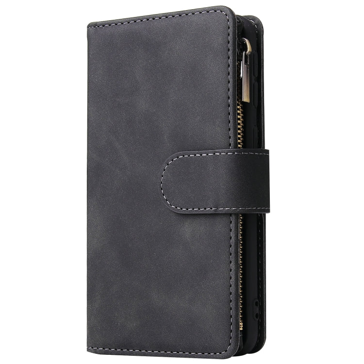 Multifunctional Retro Frosted Horizontal Flip Leather Case with Card Slot & Holder & Zipper Wallet & Photo Frame & Lanyard, Compatible with Samsung Galaxy A40