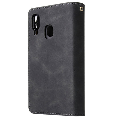 Multifunctional Retro Frosted Horizontal Flip Leather Case with Card Slot & Holder & Zipper Wallet & Photo Frame & Lanyard, Compatible with Samsung Galaxy A40