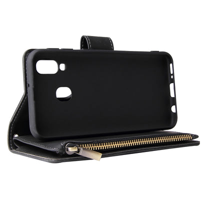 Multifunctional Retro Frosted Horizontal Flip Leather Case with Card Slot & Holder & Zipper Wallet & Photo Frame & Lanyard, Compatible with Samsung Galaxy A40