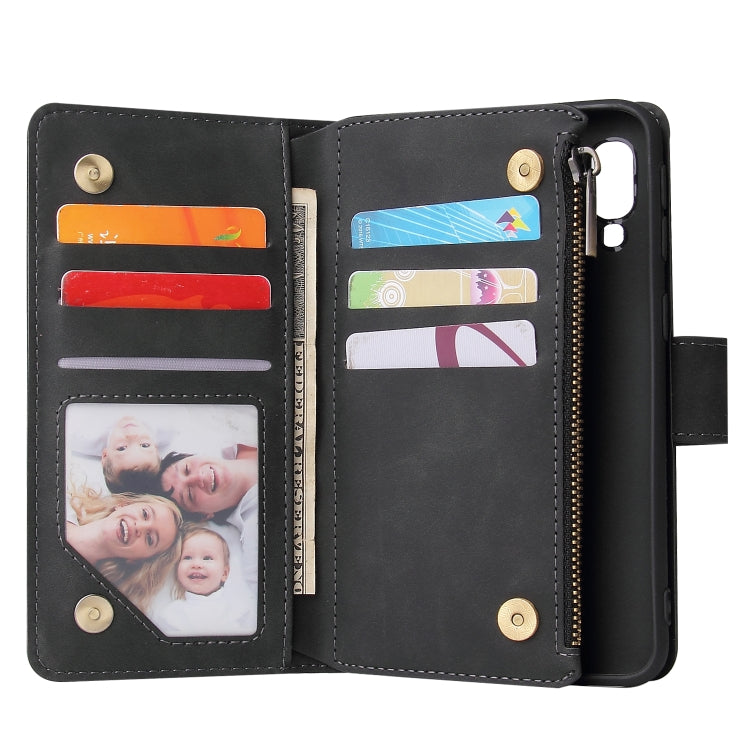 Multifunctional Retro Frosted Horizontal Flip Leather Case with Card Slot & Holder & Zipper Wallet & Photo Frame & Lanyard, Compatible with Samsung Galaxy A40