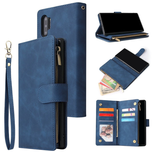 Multifunctional Retro Frosted Horizontal Flip Leather Case with Card Slot & Holder & Zipper Wallet & Photo Frame & Lanyard, Compatible with Samsung Galaxy Note10+