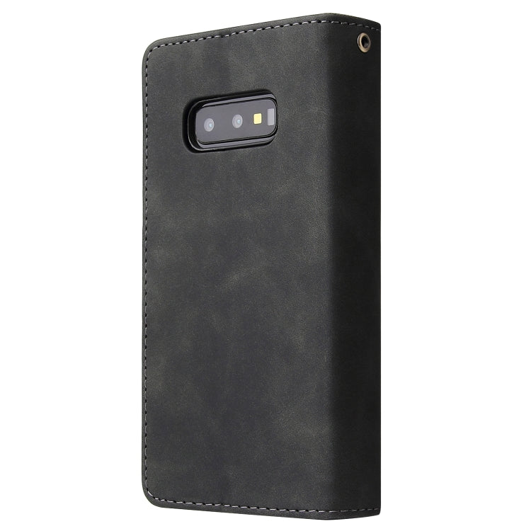 Multifunctional Retro Frosted Horizontal Flip Leather Case with Card Slot & Holder & Zipper Wallet & Photo Frame & Lanyard, For Samsung Galaxy S10e