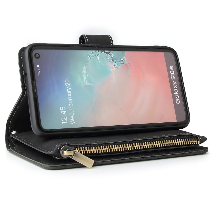 Multifunctional Retro Frosted Horizontal Flip Leather Case with Card Slot & Holder & Zipper Wallet & Photo Frame & Lanyard, For Samsung Galaxy S10e