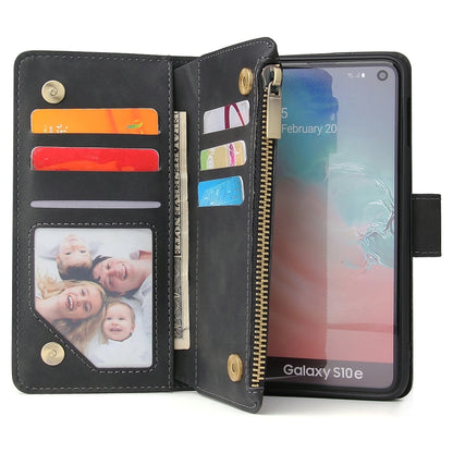 Multifunctional Retro Frosted Horizontal Flip Leather Case with Card Slot & Holder & Zipper Wallet & Photo Frame & Lanyard, For Samsung Galaxy S10e
