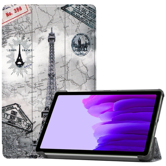 Colored Drawing Pattern Horizontal Flip Leather Case with Three-folding Holder, For Samsung Galaxy Tab A7 Lite T225