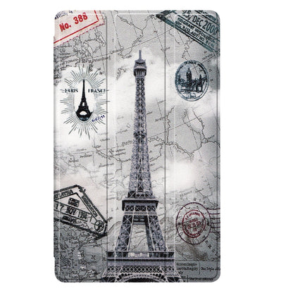 Colored Drawing Pattern Horizontal Flip Leather Case with Three-folding Holder, For Samsung Galaxy Tab A7 Lite T225