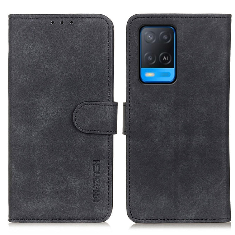 KHAZNEH Retro Texture PU + TPU Horizontal Flip Leather Case with Holder & Card Slots & Wallet, Compatible with OPPO A54 4G