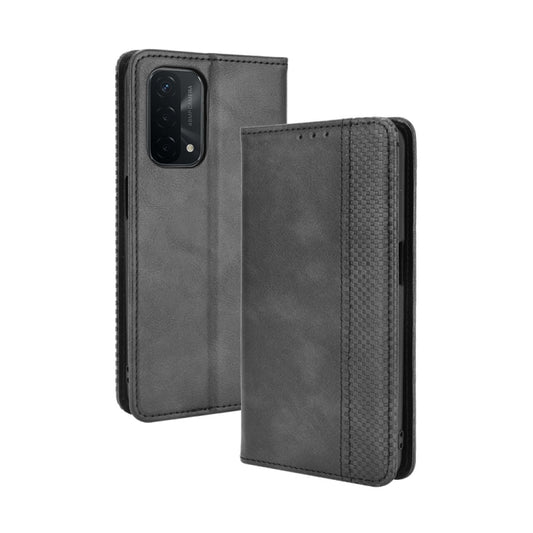 Magnetic Buckle Retro Crazy Horse Texture Horizontal Flip Leather Case with Holder & Card Slots & Photo Frame, Compatible with OPPO A93 5G