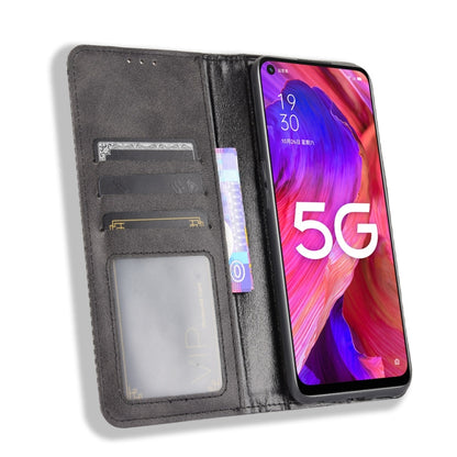 Magnetic Buckle Retro Crazy Horse Texture Horizontal Flip Leather Case with Holder & Card Slots & Photo Frame, Compatible with OPPO A93 5G