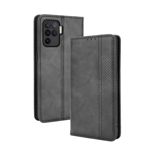 Magnetic Buckle Retro Crazy Horse Texture Horizontal Flip Leather Case with Holder & Card Slots & Photo Frame, Compatible with OPPO A94 4G / F19 Pro 4G / Reno5 F