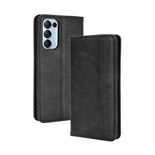 Magnetic Buckle Retro Crazy Horse Texture Horizontal Flip Leather Case with Holder & Card Slots & Photo Frame, Compatible with OPPO Find X3 Lite / Reno5 5G