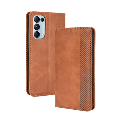 Magnetic Buckle Retro Crazy Horse Texture Horizontal Flip Leather Case with Holder & Card Slots & Photo Frame, Compatible with OPPO Find X3 Lite / Reno5 5G