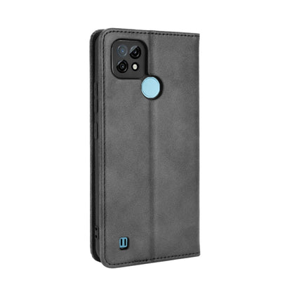 Magnetic Buckle Retro Crazy Horse Texture Horizontal Flip Leather Case with Holder & Card Slots & Photo Frame, Compatible with OPPO Realme C21