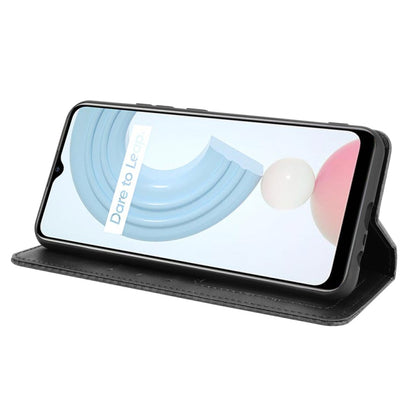 Magnetic Buckle Retro Crazy Horse Texture Horizontal Flip Leather Case with Holder & Card Slots & Photo Frame, Compatible with OPPO Realme C21