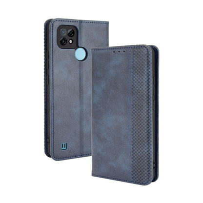 Magnetic Buckle Retro Crazy Horse Texture Horizontal Flip Leather Case with Holder & Card Slots & Photo Frame, Compatible with OPPO Realme C21