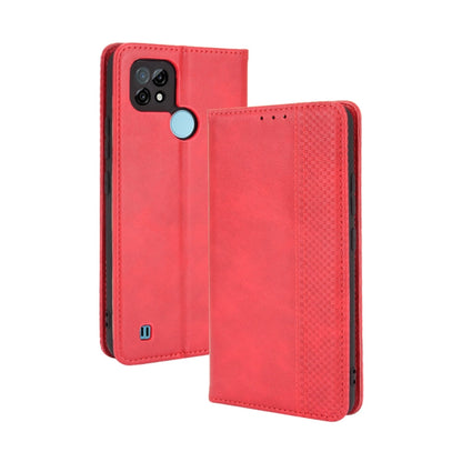 Magnetic Buckle Retro Crazy Horse Texture Horizontal Flip Leather Case with Holder & Card Slots & Photo Frame, Compatible with OPPO Realme C21