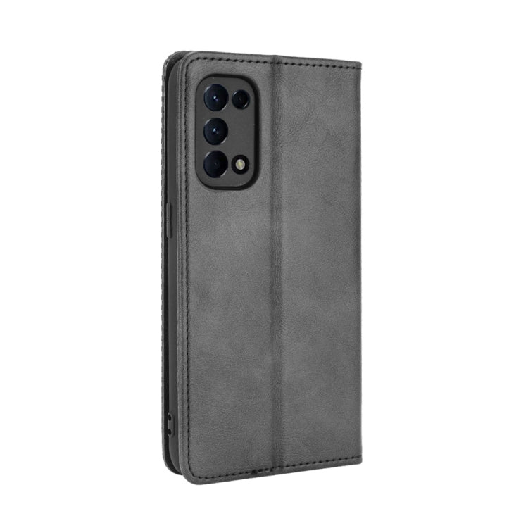 Magnetic Buckle Retro Crazy Horse Texture Horizontal Flip Leather Case with Holder & Card Slots & Photo Frame, Compatible with OPPO Reno5 4G