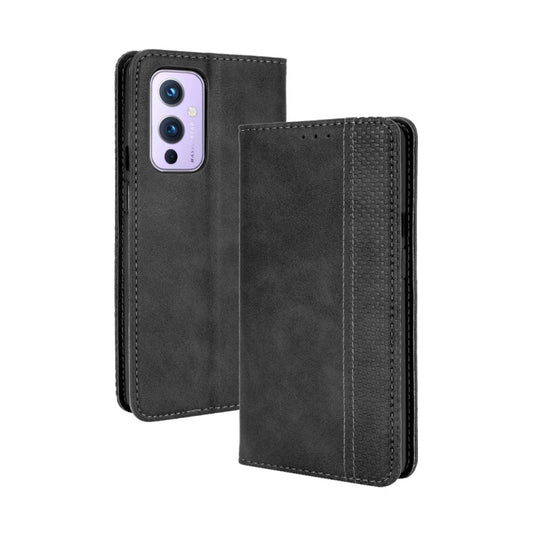 Magnetic Buckle Retro Crazy Horse Texture Horizontal Flip Leather Case with Holder & Card Slots & Photo Frame, Compatible with OnePlus 9 (Europe and America Version)