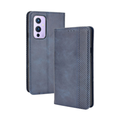 Magnetic Buckle Retro Crazy Horse Texture Horizontal Flip Leather Case with Holder & Card Slots & Photo Frame, Compatible with OnePlus 9 (Europe and America Version)