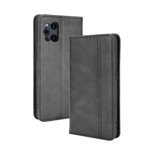 Magnetic Buckle Retro Crazy Horse Texture Horizontal Flip Leather Case with Holder & Card Slots & Photo Frame, Compatible with OPPO Find X3 / Find X3 Pro