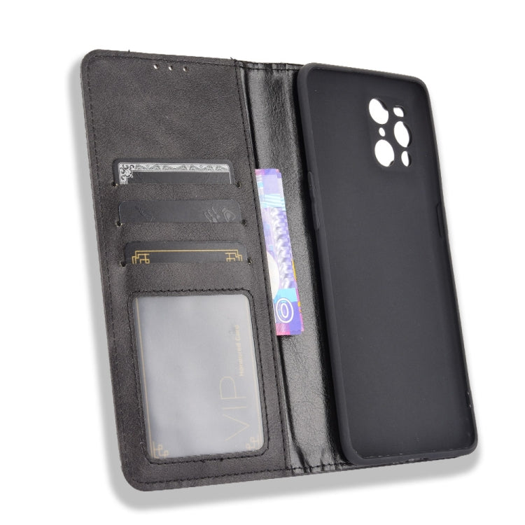 Magnetic Buckle Retro Crazy Horse Texture Horizontal Flip Leather Case with Holder & Card Slots & Photo Frame, Compatible with OPPO Find X3 / Find X3 Pro