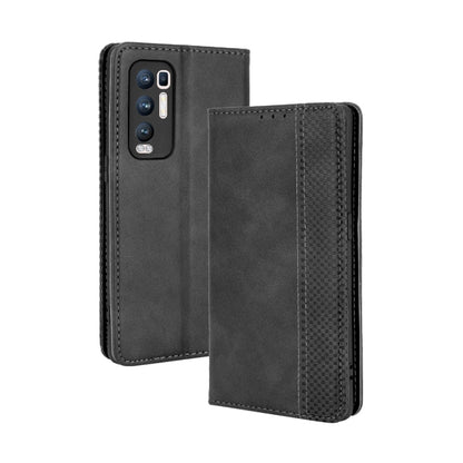 Magnetic Buckle Retro Crazy Horse Texture Horizontal Flip Leather Case with Holder & Card Slots & Photo Frame, Compatible with OPPO Reno5 Pro Plus / Find X3 Neo