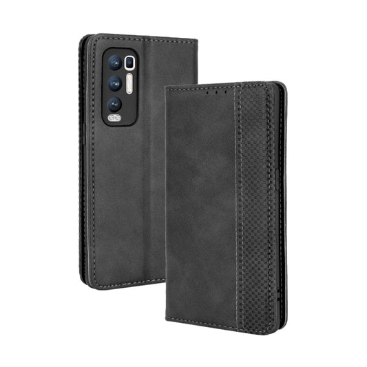 Magnetic Buckle Retro Crazy Horse Texture Horizontal Flip Leather Case with Holder & Card Slots & Photo Frame, Compatible with OPPO Reno5 Pro Plus / Find X3 Neo