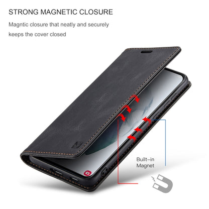 AutSpace A01 Retro Skin-feel Crazy Horse Texture Horizontal Flip Leather Case with Holder & Card Slots & Wallet & RFID, Compatible with Samsung Galaxy S21 5G