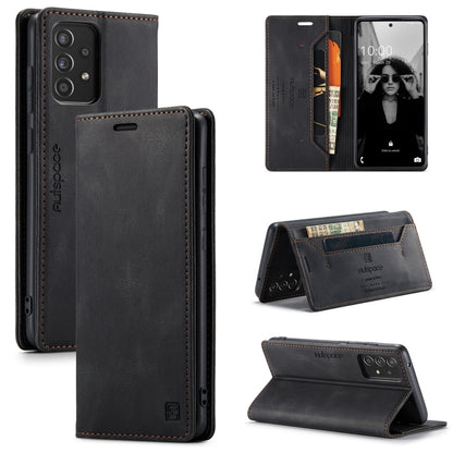 AutSpace A01 Retro Skin-feel Crazy Horse Texture Horizontal Flip Leather Case with Holder & Card Slots & Wallet & RFID, Compatible with Samsung Galaxy A52 5G / 4G