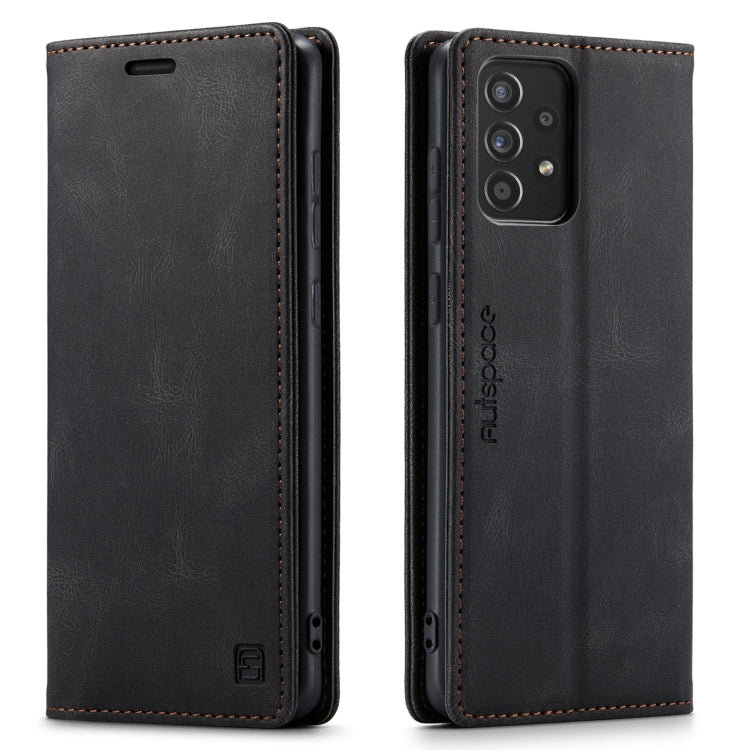 AutSpace A01 Retro Skin-feel Crazy Horse Texture Horizontal Flip Leather Case with Holder & Card Slots & Wallet & RFID, Compatible with Samsung Galaxy A52 5G / 4G