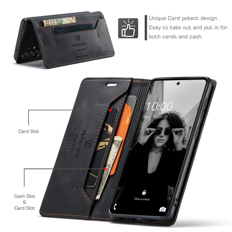 AutSpace A01 Retro Skin-feel Crazy Horse Texture Horizontal Flip Leather Case with Holder & Card Slots & Wallet & RFID, Compatible with Samsung Galaxy A52 5G / 4G