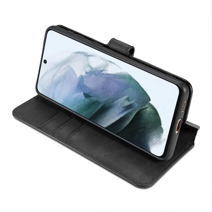 DG.MING Retro Oil Side Horizontal Flip Leather Case with Holder & Card Slots & Wallet, Compatible with Samsung Galaxy S21 FE
