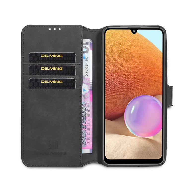 DG.MING Retro Oil Side Horizontal Flip Leather Case with Holder & Card Slots & Wallet, Compatible with Samsung Galaxy A32 4G