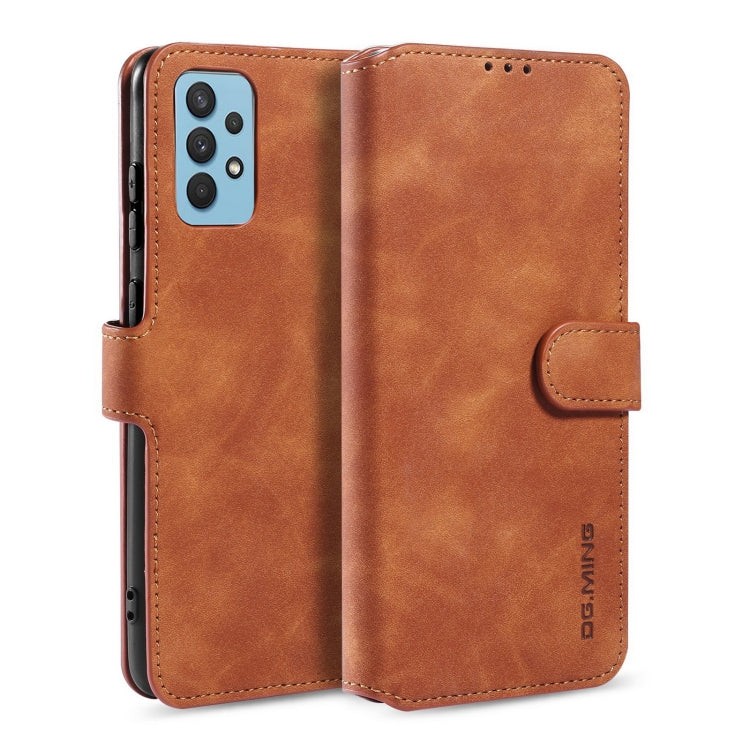 DG.MING Retro Oil Side Horizontal Flip Leather Case with Holder & Card Slots & Wallet, Compatible with Samsung Galaxy A32 4G
