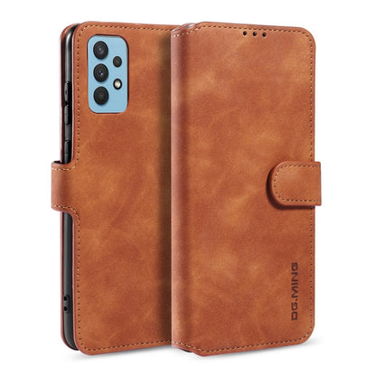 DG.MING Retro Oil Side Horizontal Flip Leather Case with Holder & Card Slots & Wallet, Compatible with Samsung Galaxy A32 4G