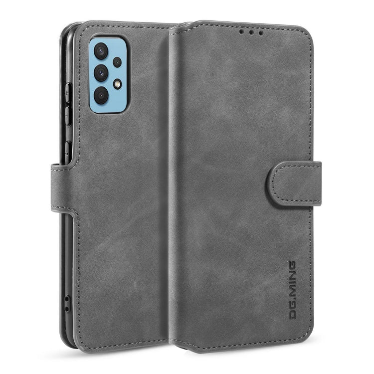 DG.MING Retro Oil Side Horizontal Flip Leather Case with Holder & Card Slots & Wallet, Compatible with Samsung Galaxy A32 4G