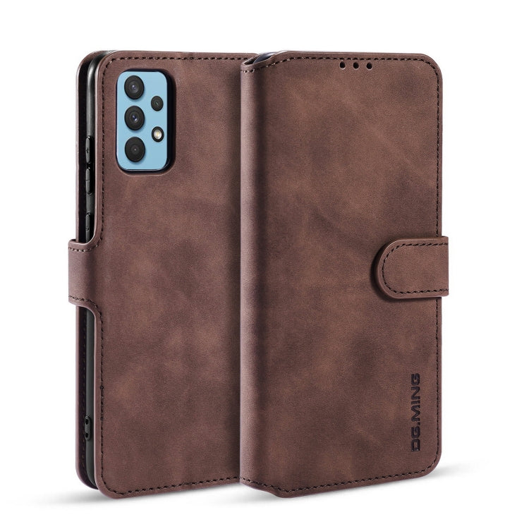 DG.MING Retro Oil Side Horizontal Flip Leather Case with Holder & Card Slots & Wallet, Compatible with Samsung Galaxy A32 4G