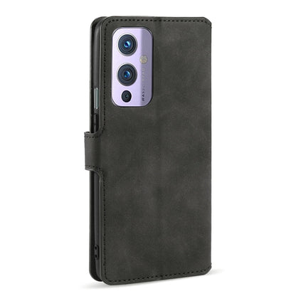 DG.MING Retro Oil Side Horizontal Flip Leather Case with Holder & Card Slots & Wallet, Compatible with OnePlus 9