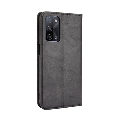 Magnetic Buckle Retro Crazy Horse Texture Horizontal Flip Leather Case with Holder & Card Slots & Photo Frame, Compatible with OPPO A55 5G / A53s 5G