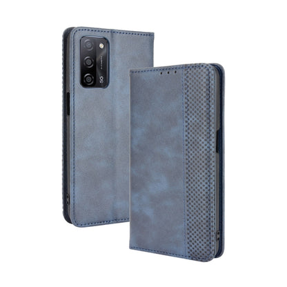 Magnetic Buckle Retro Crazy Horse Texture Horizontal Flip Leather Case with Holder & Card Slots & Photo Frame, Compatible with OPPO A55 5G / A53s 5G