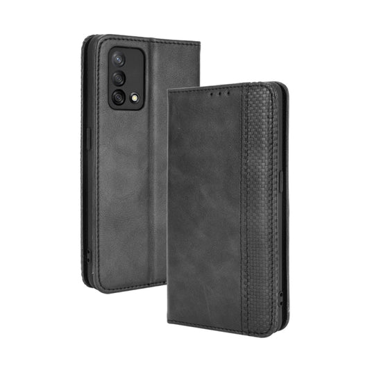 Magnetic Buckle Retro Crazy Horse Texture Horizontal Flip Leather Case with Holder & Card Slots & Photo Frame, Compatible with OPPO A74 4G / F19 4G
