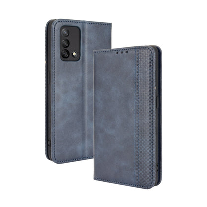 Magnetic Buckle Retro Crazy Horse Texture Horizontal Flip Leather Case with Holder & Card Slots & Photo Frame, Compatible with OPPO A74 4G / F19 4G