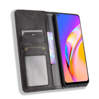 Magnetic Buckle Retro Crazy Horse Texture Horizontal Flip Leather Case with Holder & Card Slots & Photo Frame, Compatible with OPPO A94 5G / Reno5Z 5G / F19 Pro+ 5G
