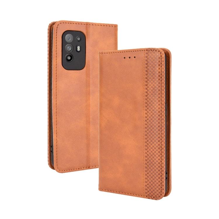 Magnetic Buckle Retro Crazy Horse Texture Horizontal Flip Leather Case with Holder & Card Slots & Photo Frame, Compatible with OPPO A94 5G / Reno5Z 5G / F19 Pro+ 5G