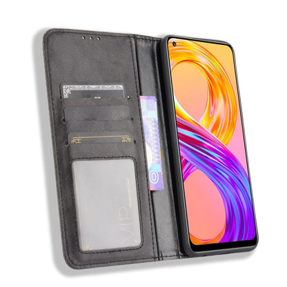 Magnetic Buckle Retro Crazy Horse Texture Horizontal Flip Leather Case with Holder & Card Slots & Photo Frame, Compatible with OPPO Realme 8 4G / Realme 8 Pro 4G