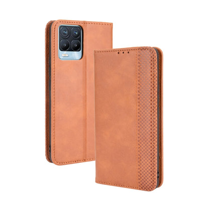 Magnetic Buckle Retro Crazy Horse Texture Horizontal Flip Leather Case with Holder & Card Slots & Photo Frame, Compatible with OPPO Realme 8 4G / Realme 8 Pro 4G