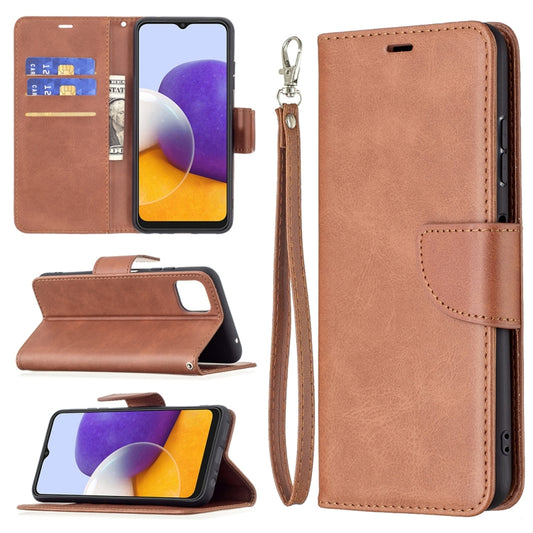 Retro Lambskin Texture Pure Color Horizontal Flip PU Leather Case with Holder & Card Slots & Wallet & Lanyard, For Samsung Galaxy A22 5G