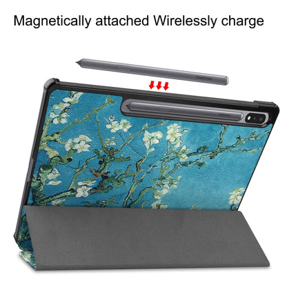 Custer Painted PU Leather Case with Sleep / Wake-up Function & 3-Fold Holder, For Samsung Galaxy Tab S7 Lite T730 / T735